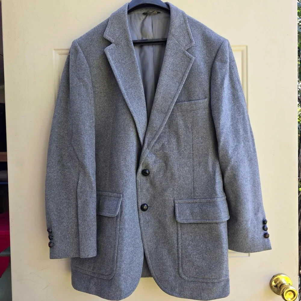 May D&F Colorado gray Wool Blazer Jacket Two Button‎ Lapel Classic Office Career